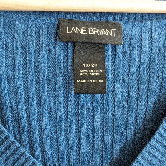 Lane Bryant V-Neck Cable Sweater 18/20 Blue Lightweight Knit - Picture 11 of 12